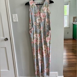 Vintage 90s Laura Ashley CottonJumpsuit Floral Shabby Chic
